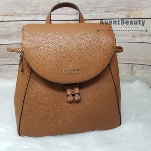Kate Spade New York Leila Medium backpack Pebbled Leather Ginger Brown Authentic